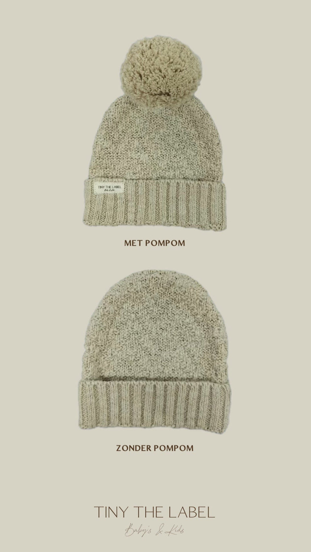 NEWBORN BABYMUTS Baby Marmer (met PomPom)