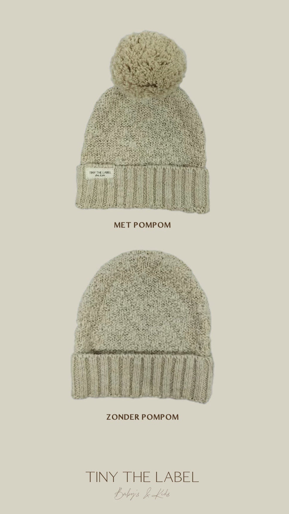 NEWBORN BABYMUTS Baby Nougat (zonder PomPom)